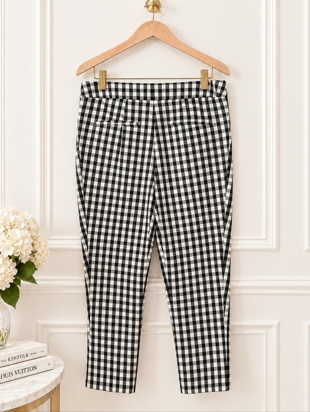 Time and Tru Black White Gingham Stretch Ankle Pants | Size 12 - Picture 6 of 9